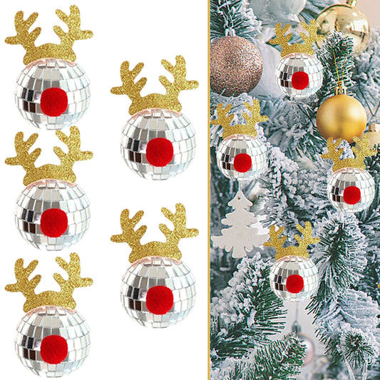 Silver Mirror Reindeer Ornament Set (5 Pcs)