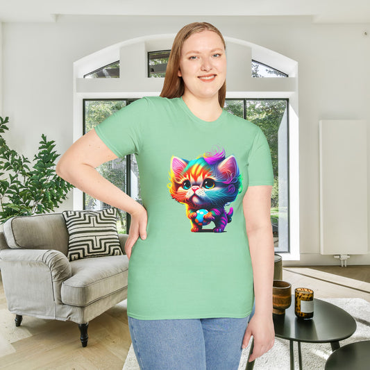 Cute Colorful Kitten Adult T-shirt