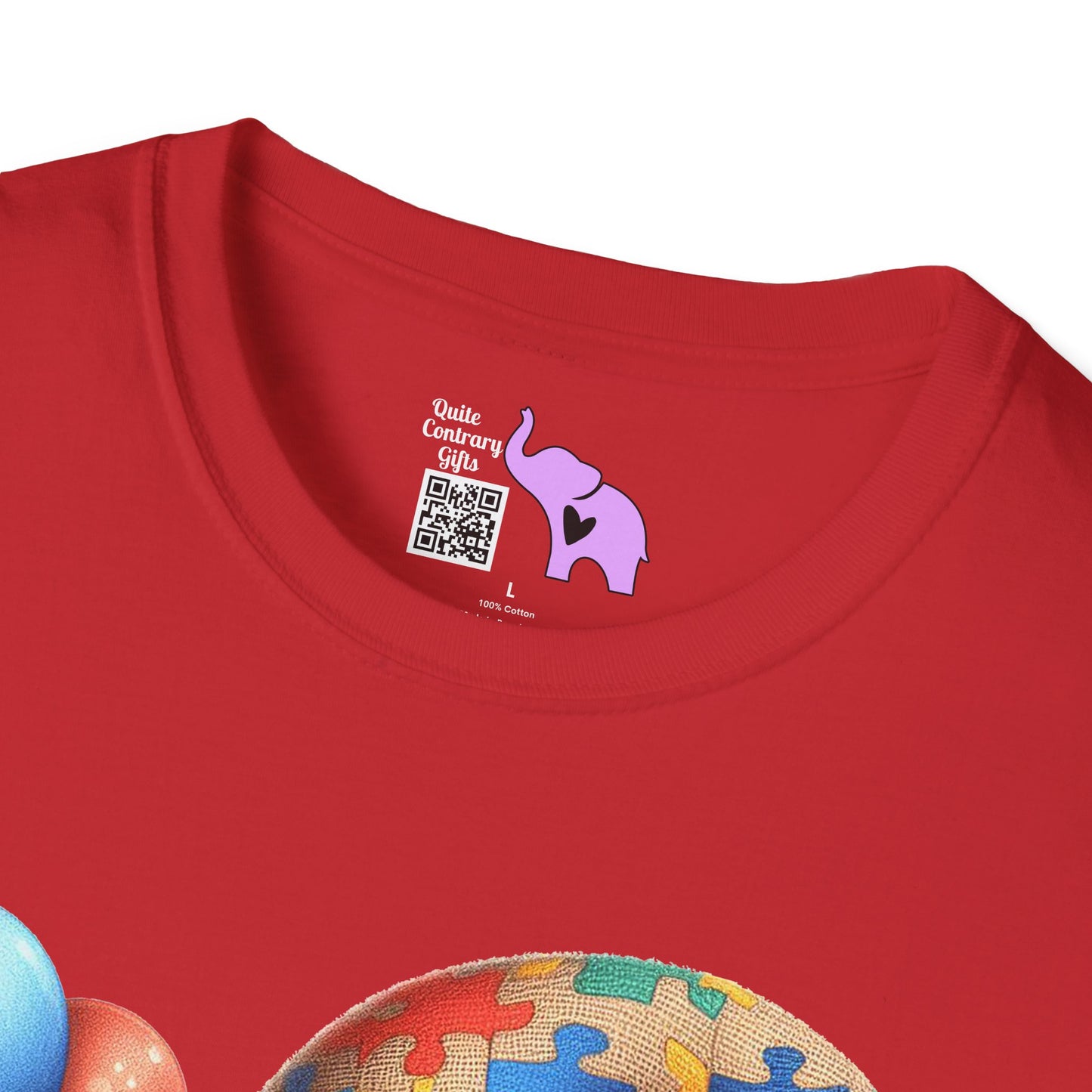 Autism Awarness Gnome w/Balloons Adult T-shirt