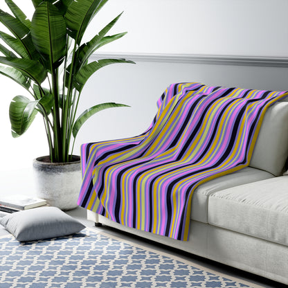 Midnight Pop Stripes Fleece Blanket