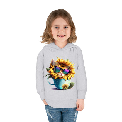 Cool Sunflower Kitten 1 Toddler Pullover Fleece Hoodie