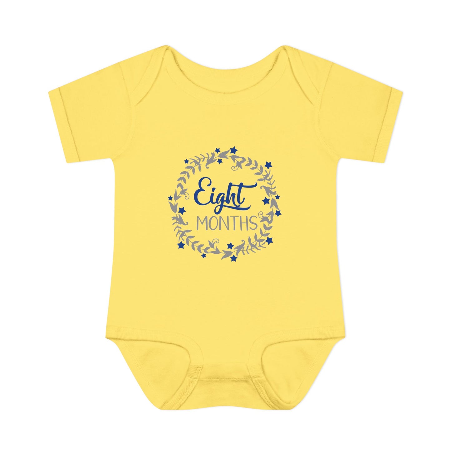 Blue Milestone Wreath Onesie-Eight Months
