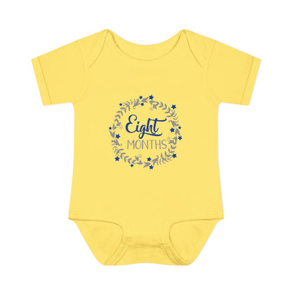 Blue Milestone Wreath Onesie-Eight Months