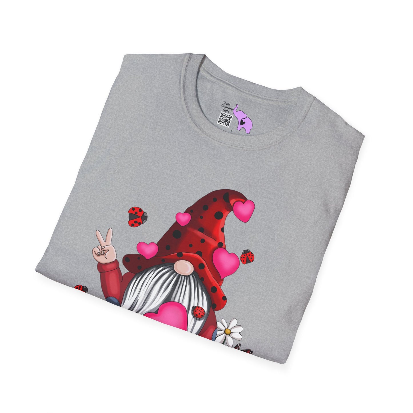 Let It Be Valentine Gnome Peace Sign Adult T-shirt