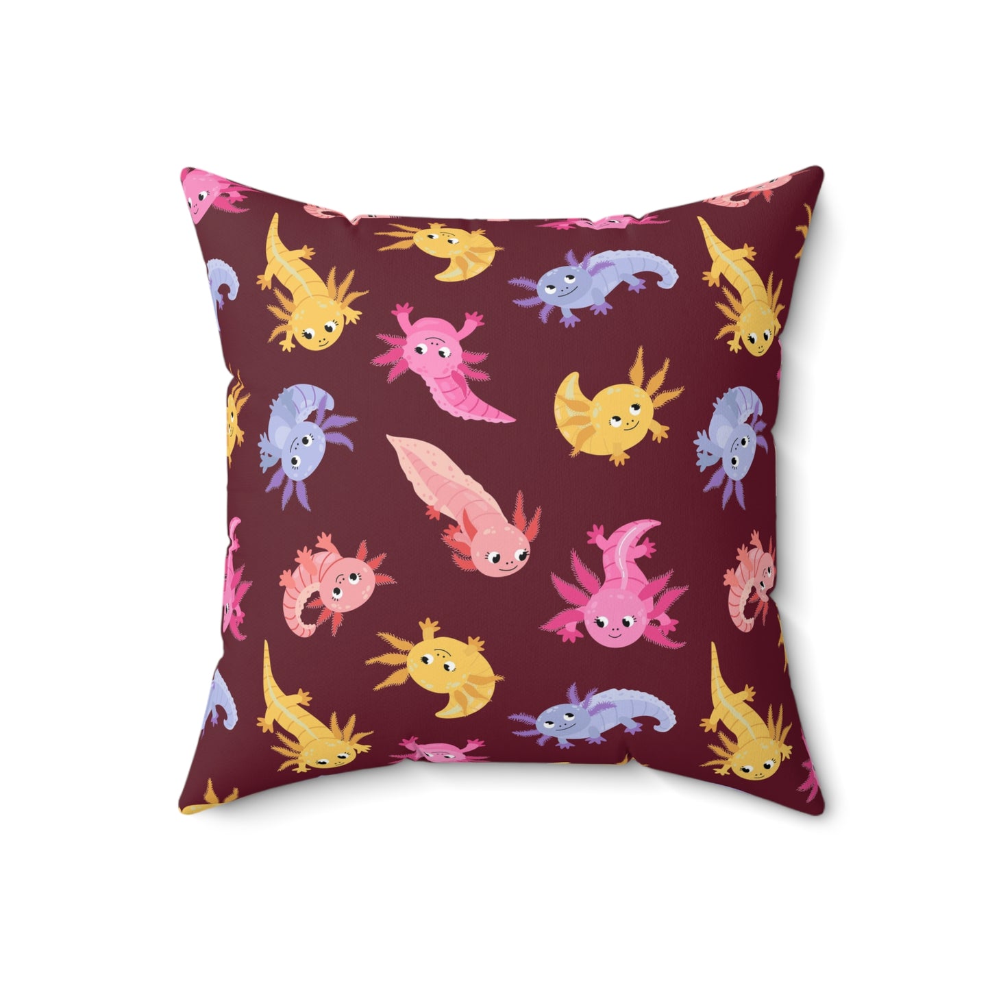 Crimson Axolotls Throw Pillow