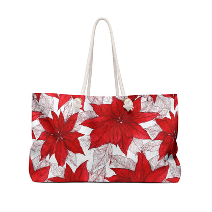 Crimson Poinsettia Sketch Weekender Bag