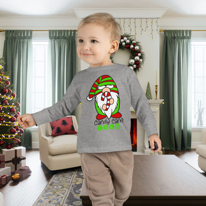 Candy Cane Crew Gnome Toddler Long Sleeve Tee