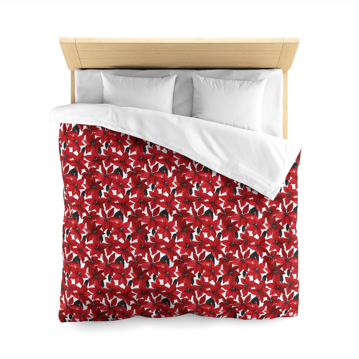 Inked Poinsettias Microfiber Duvet Cover