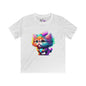 Cute Colorful Kitten w/Soccer Ball Youth Softstyle Tee