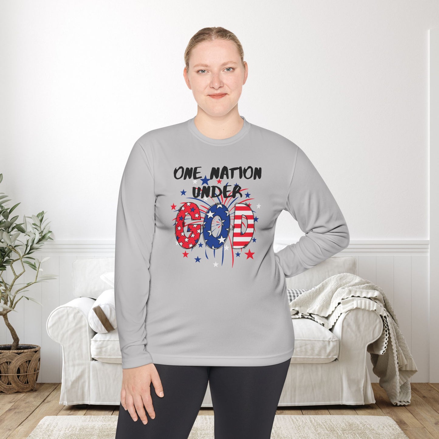 One Nation Under God Unisex Lightweight Long Sleeve Tee