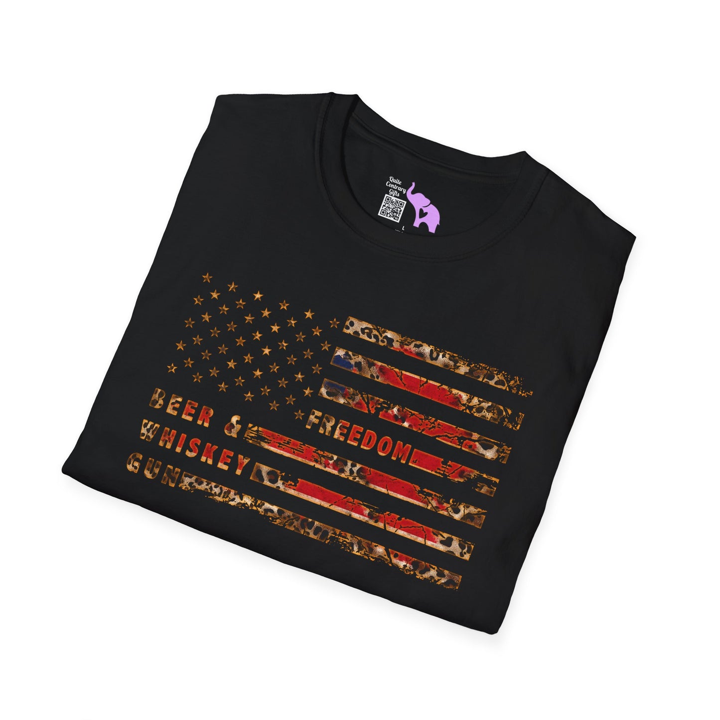 Freedom, Beer & Whiskey, Guns American Flag Adult T-shirt