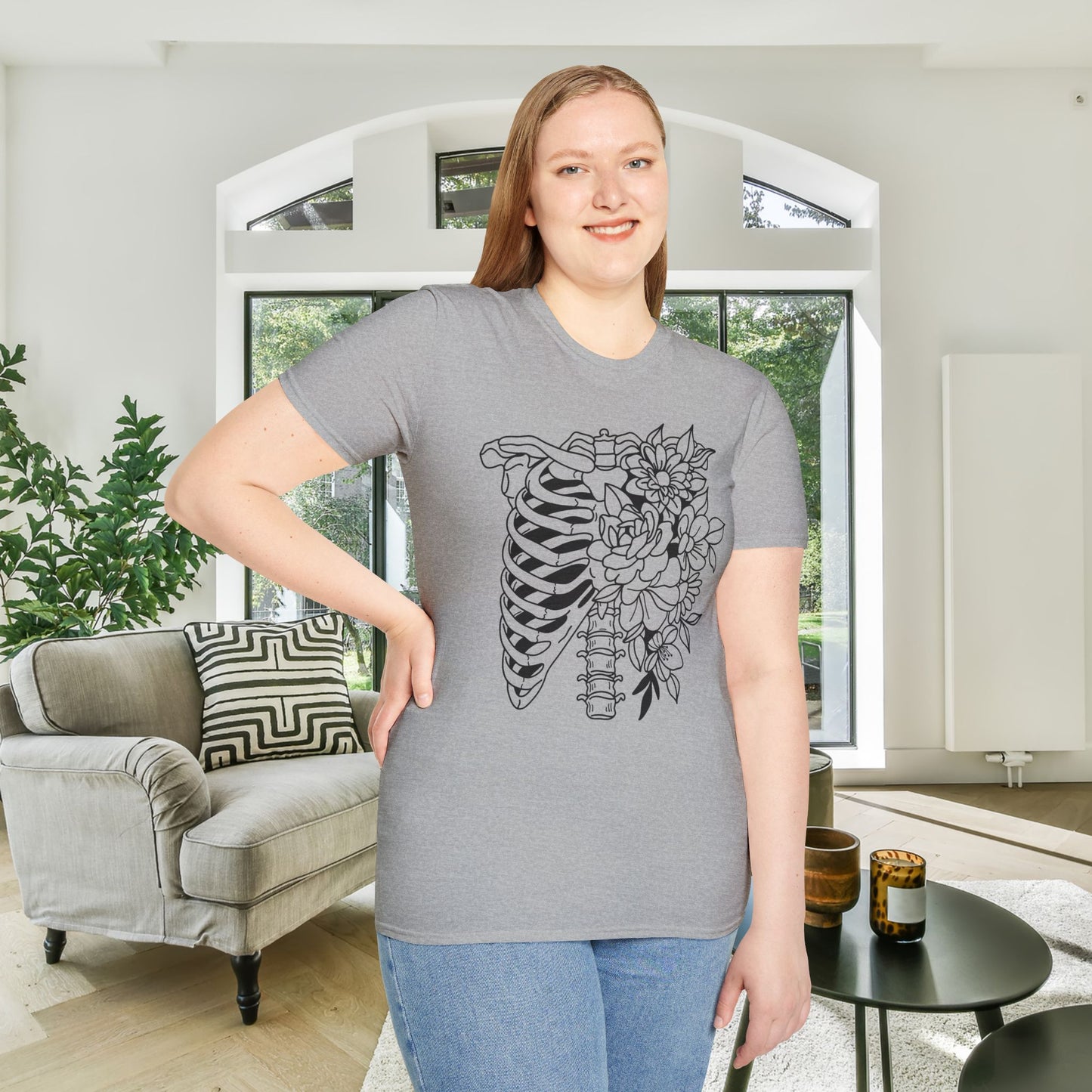 Floral Ribcage Adult Tshirt