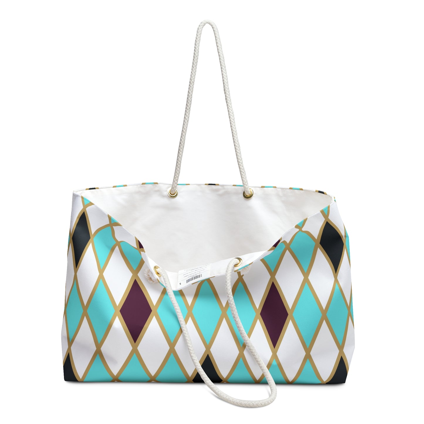 Teal/White Harlequin Weekender Bag
