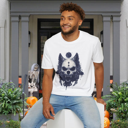 Creepy Skull Wolf Adult T-shirt
