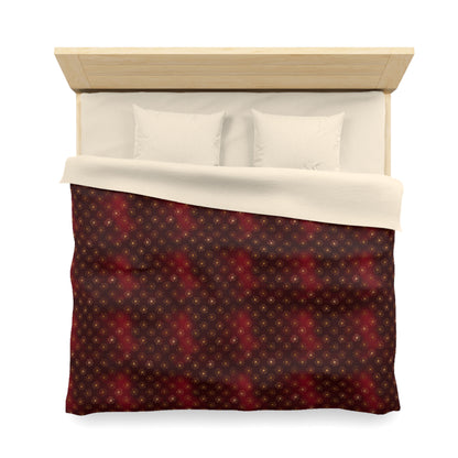 Crimson Gilded Daisies Microfiber Duvet Cover