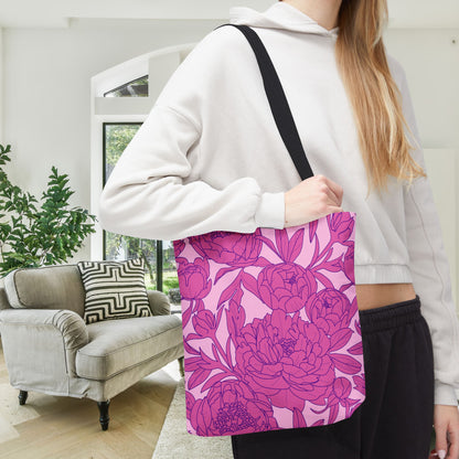 Blush Peony Garden Canvas Tote Bag