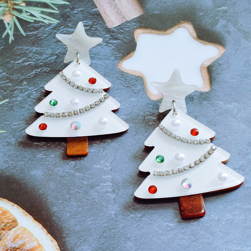 Adorable Acrylic Christmas Earrings With Rhinestones Variety