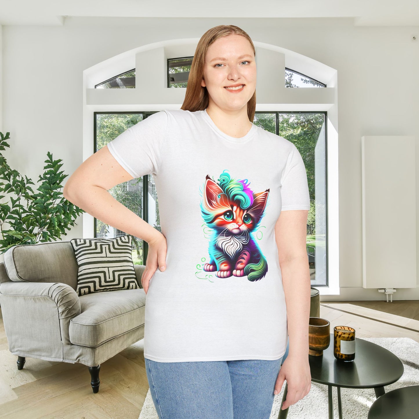 Cute Colorful Kitten 2 Adult T-shirt