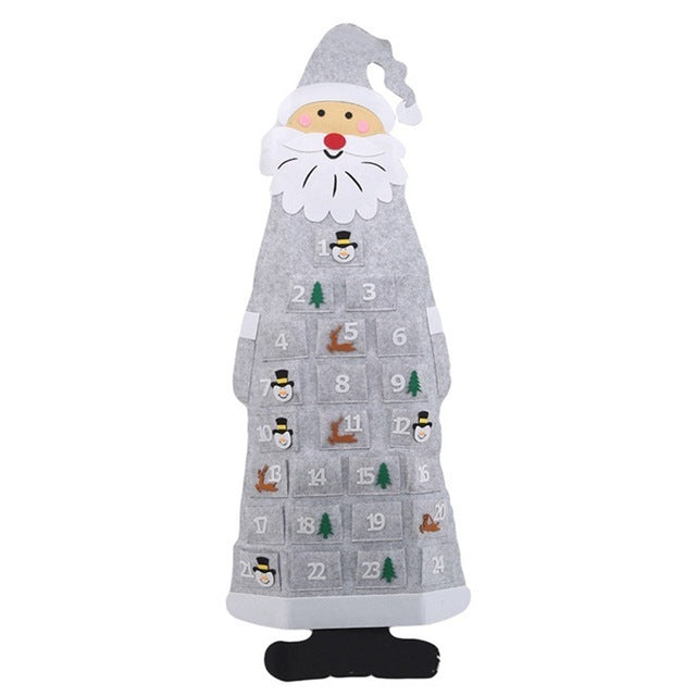 Fabric Santa Claus Pockets Hanging Advent Calendar