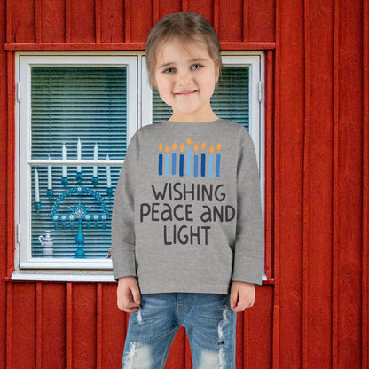 Hanukkah Wishing Peace & Light Toddler Long Sleeve Tee