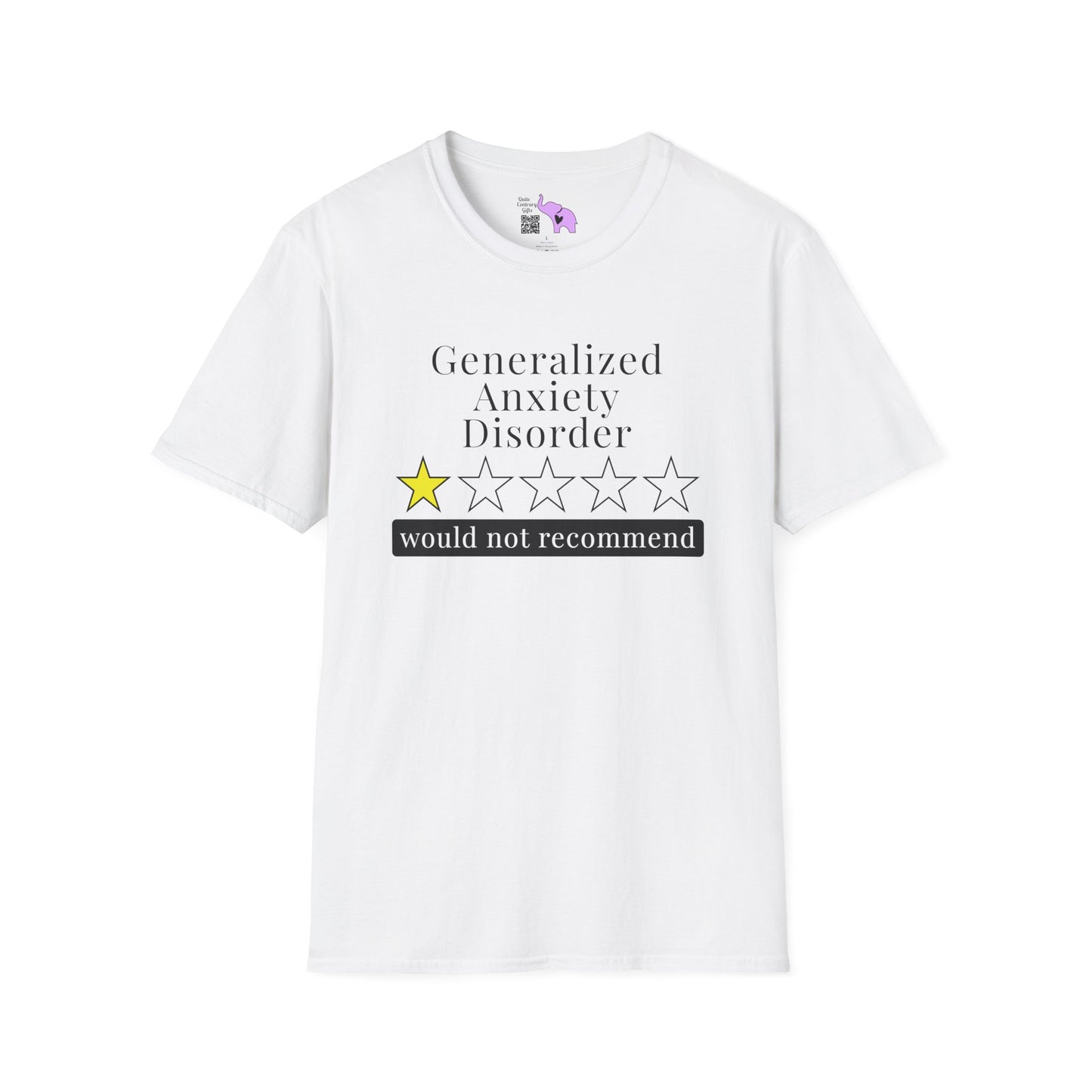 Geralized Anxiety Disorder 1 Star Would Not Recommend Adult T-shirt