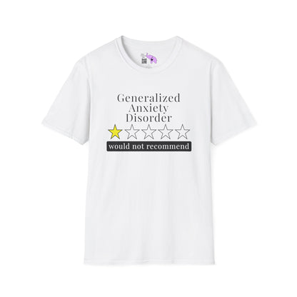 Geralized Anxiety Disorder 1 Star Would Not Recommend Adult T-shirt