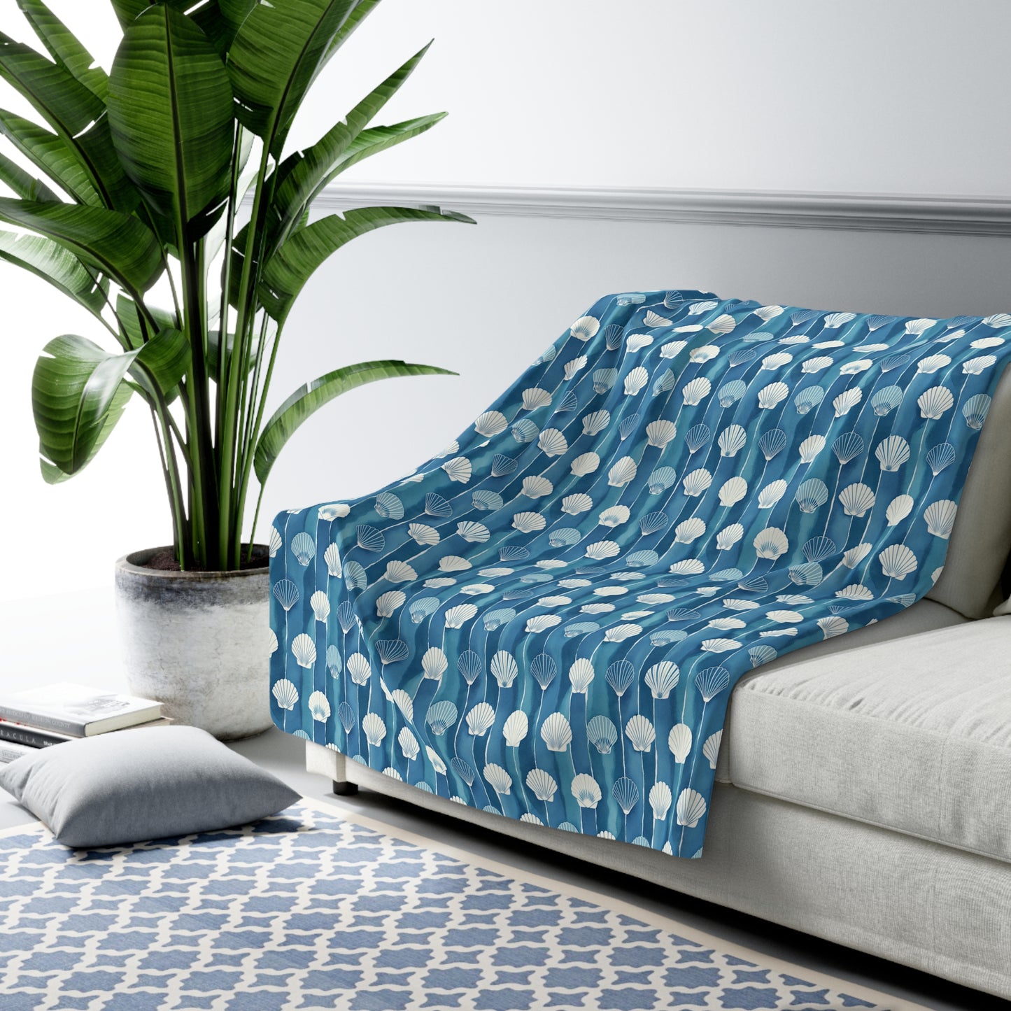 Oceanline Shells Sherpa Fleece Blanket