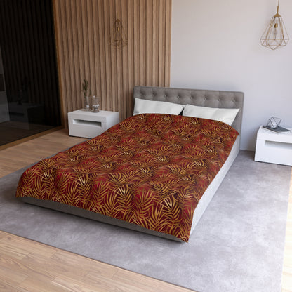 Crimson Palm Veil Microfiber Duvet Cover