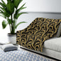 Black & Gold Luxe Swirl Fleece Blanket