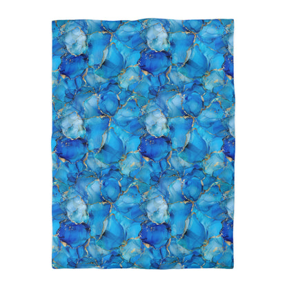 Turquoise Marble Print Microfiber Duvet Cover