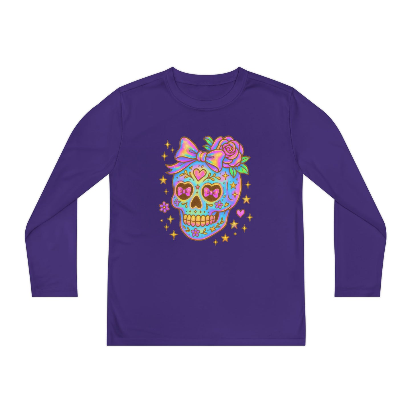 Neon Sugar Skull Youth Long Sleeve Tee