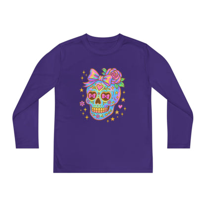 Neon Sugar Skull Youth Long Sleeve Tee