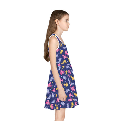Axolotl Lagoon Girls' Sleeveless Sundress