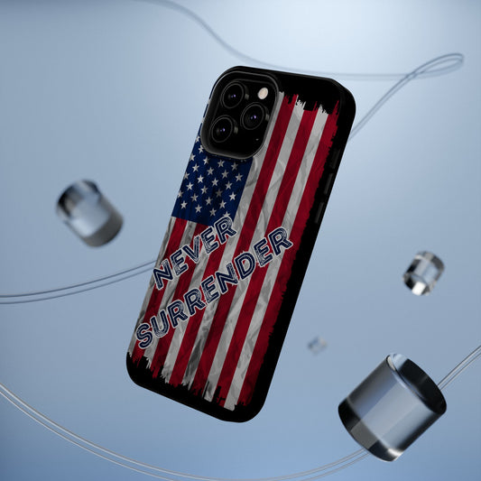 Never Surrender American Flag MagSafe® Compatible Tough Case for iPhone