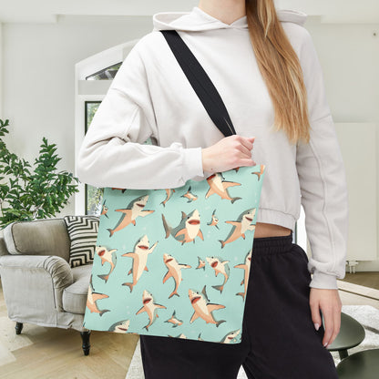 Aquamarine Sharks Canvas Tote Bag