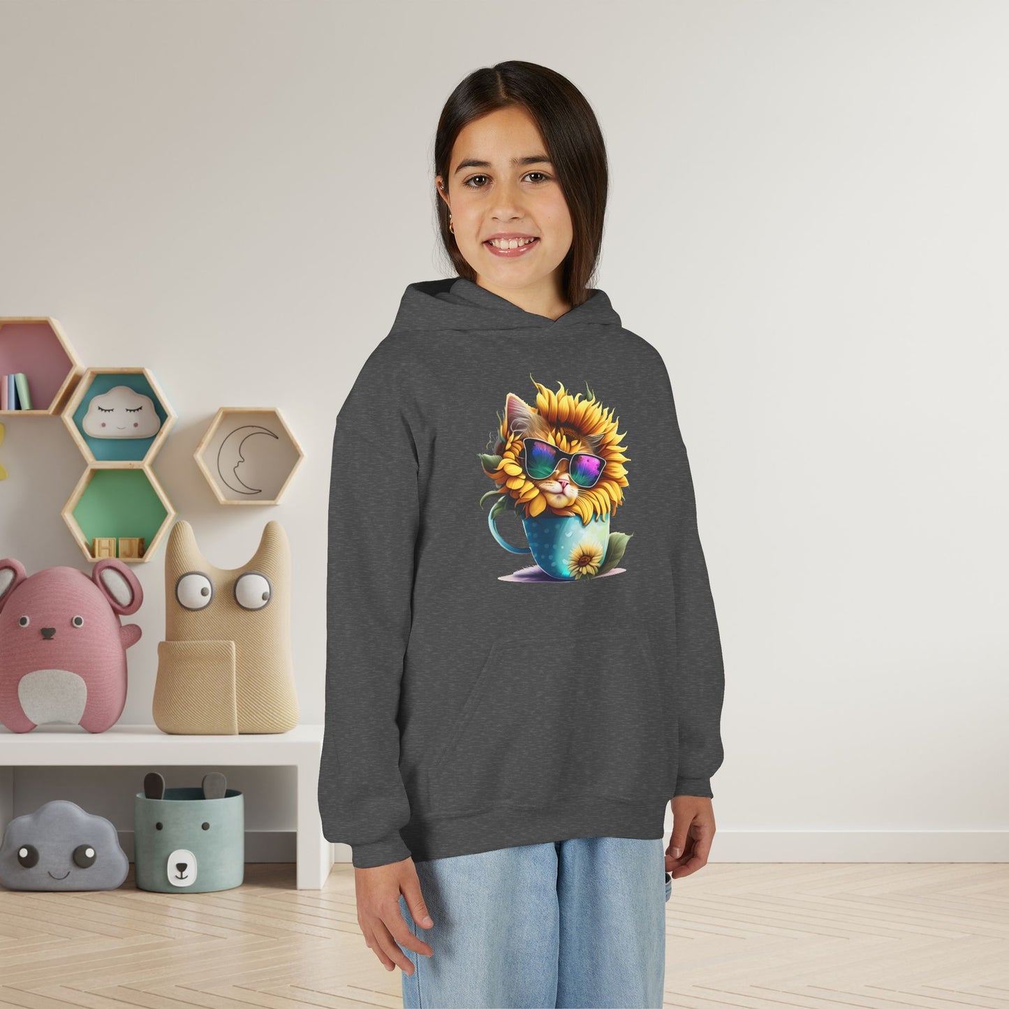 Cool Sunflower Kitten 1 Youth Hoodie