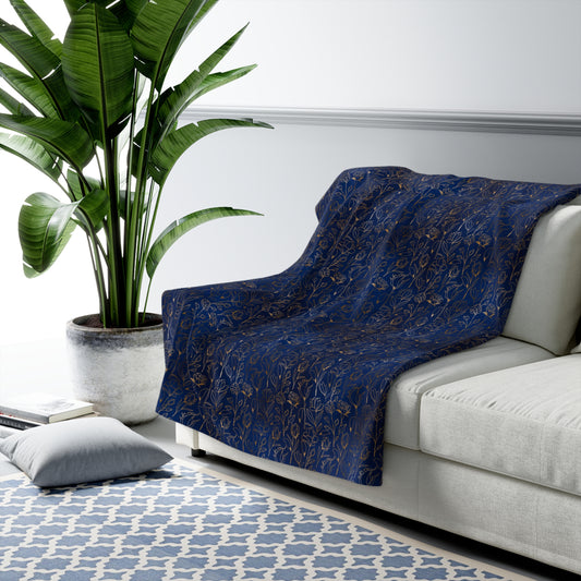 Sapphire Gilded Garden Fleece Blanket