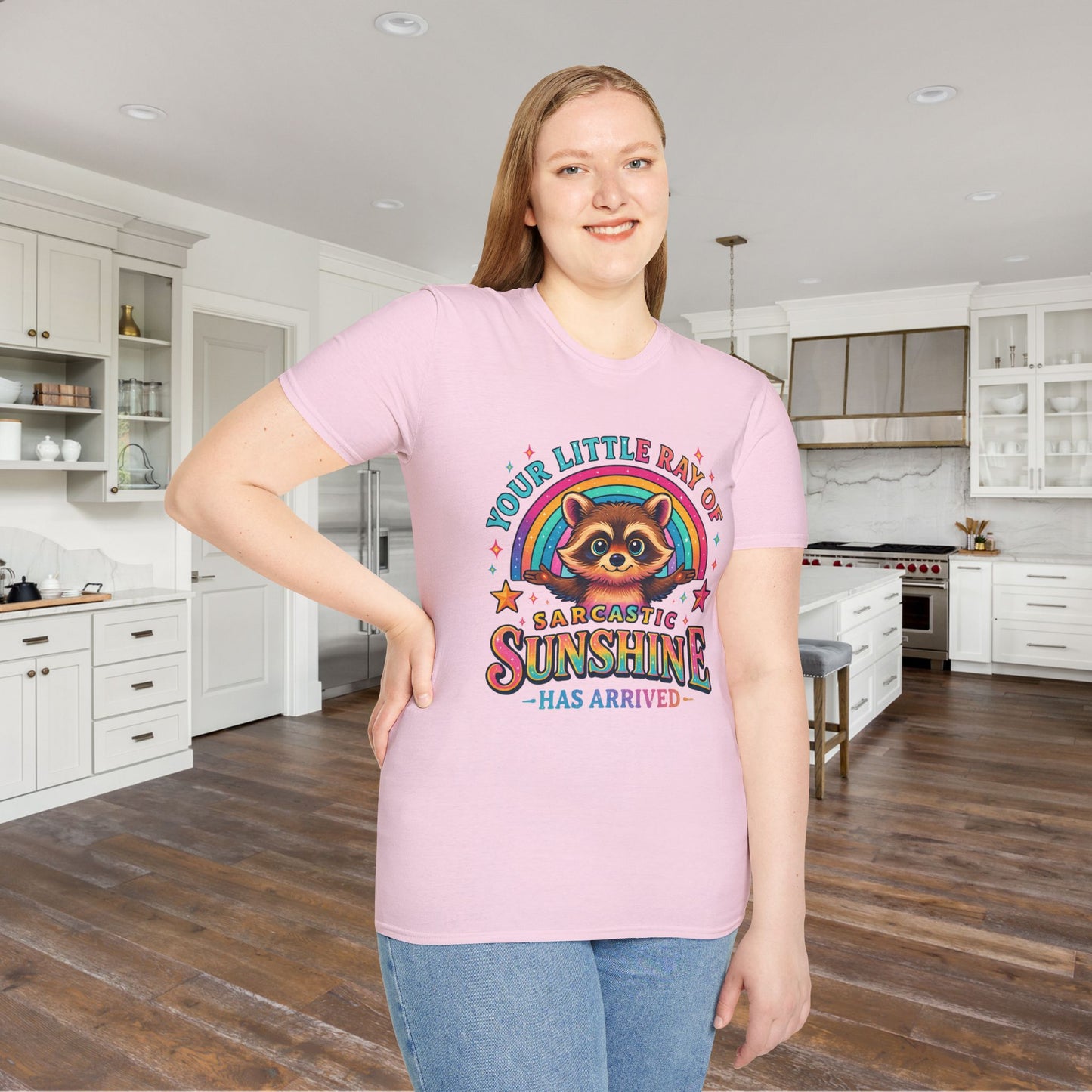 Your Little Ray of Sarcastic Sunshine is Here (Racoon) Adult T-shirt