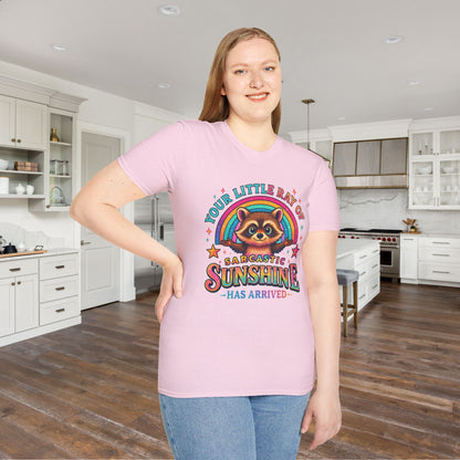 Your Little Ray of Sarcastic Sunshine is Here (Racoon) Adult T-shirt