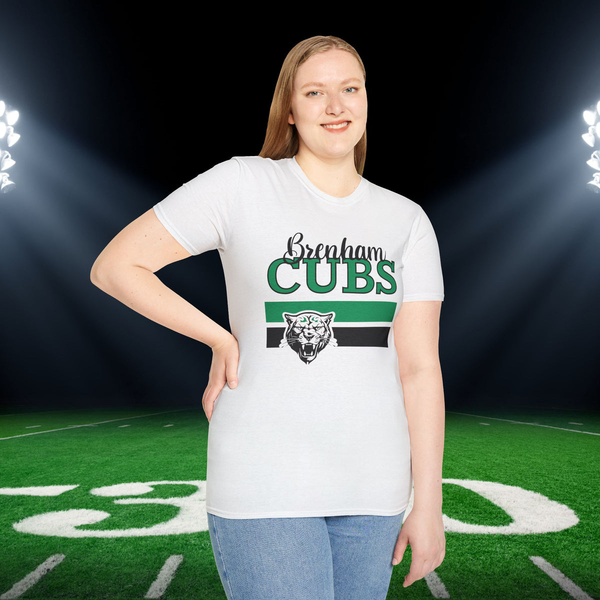 Brenham Cubs w/Mascot & Stripes Adult T-shirt