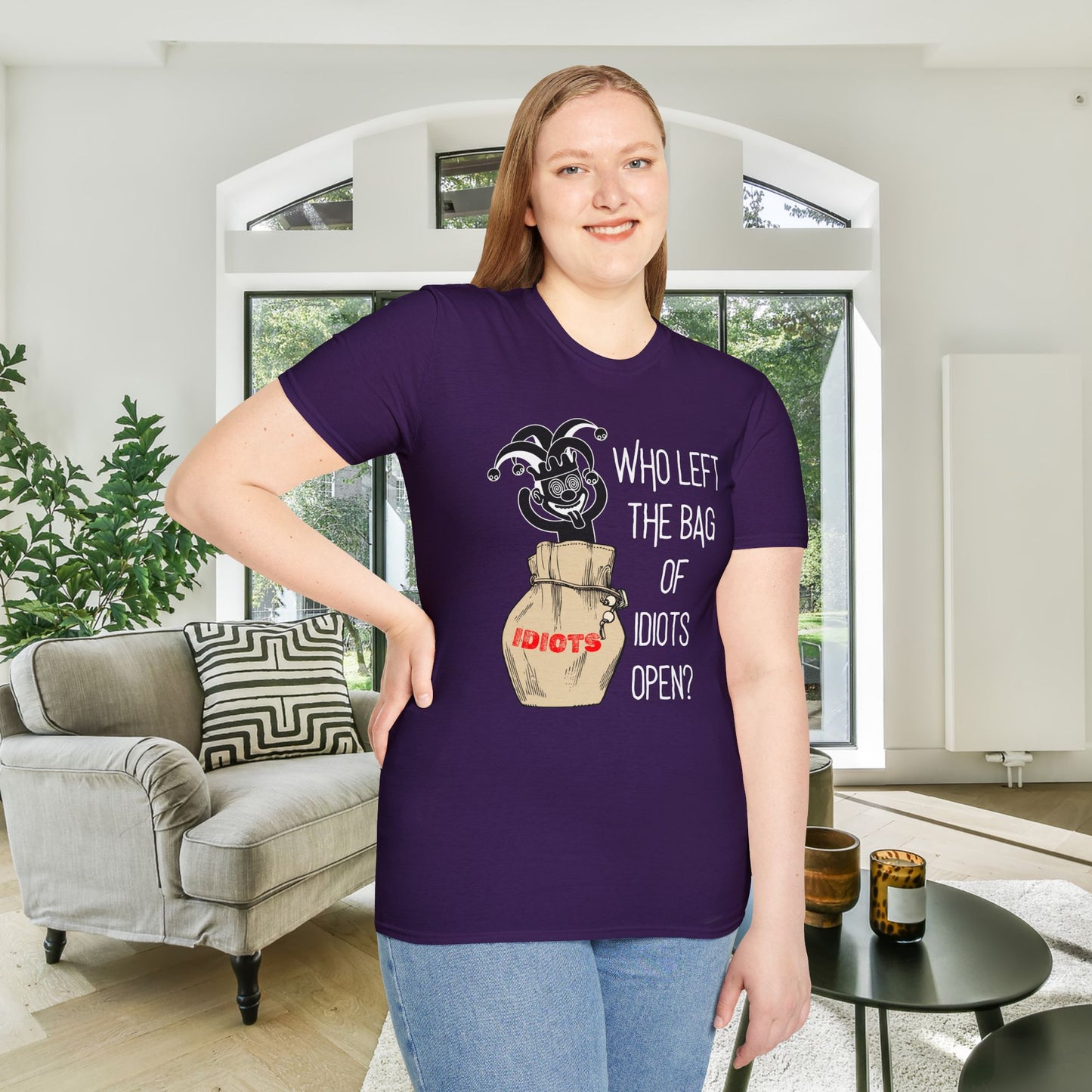 Who Left The Bag of Idiots Open Adult T-shirt