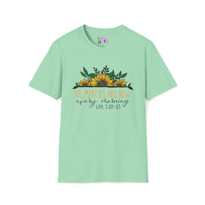 His Mercies Are New Every Morning Lam. 3:22-23 Adult T-shirt