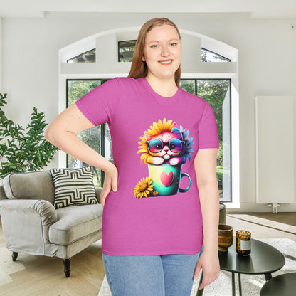Cool Sunflower Kitten 2 Adult T-shirt