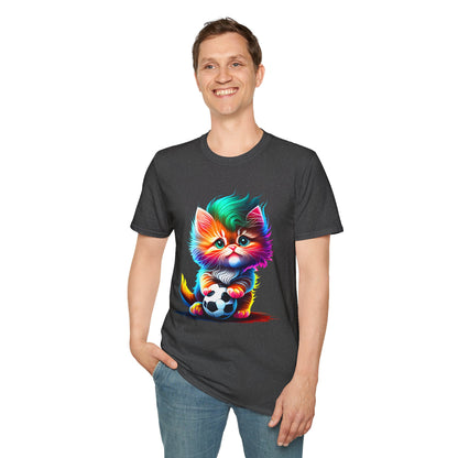 Cute Colorful Kitten w/Soccer Ball T-shirt