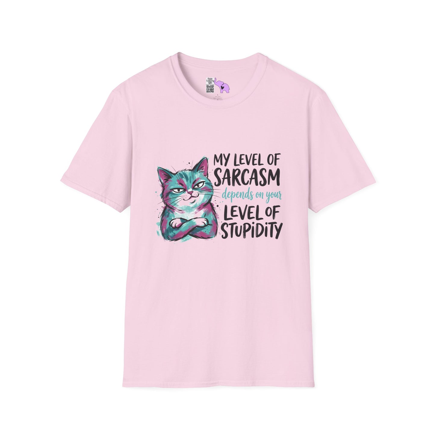 ""My Level of Sarcasm Depends on Your Level of Stupidity (Cat) Adult T-shirt