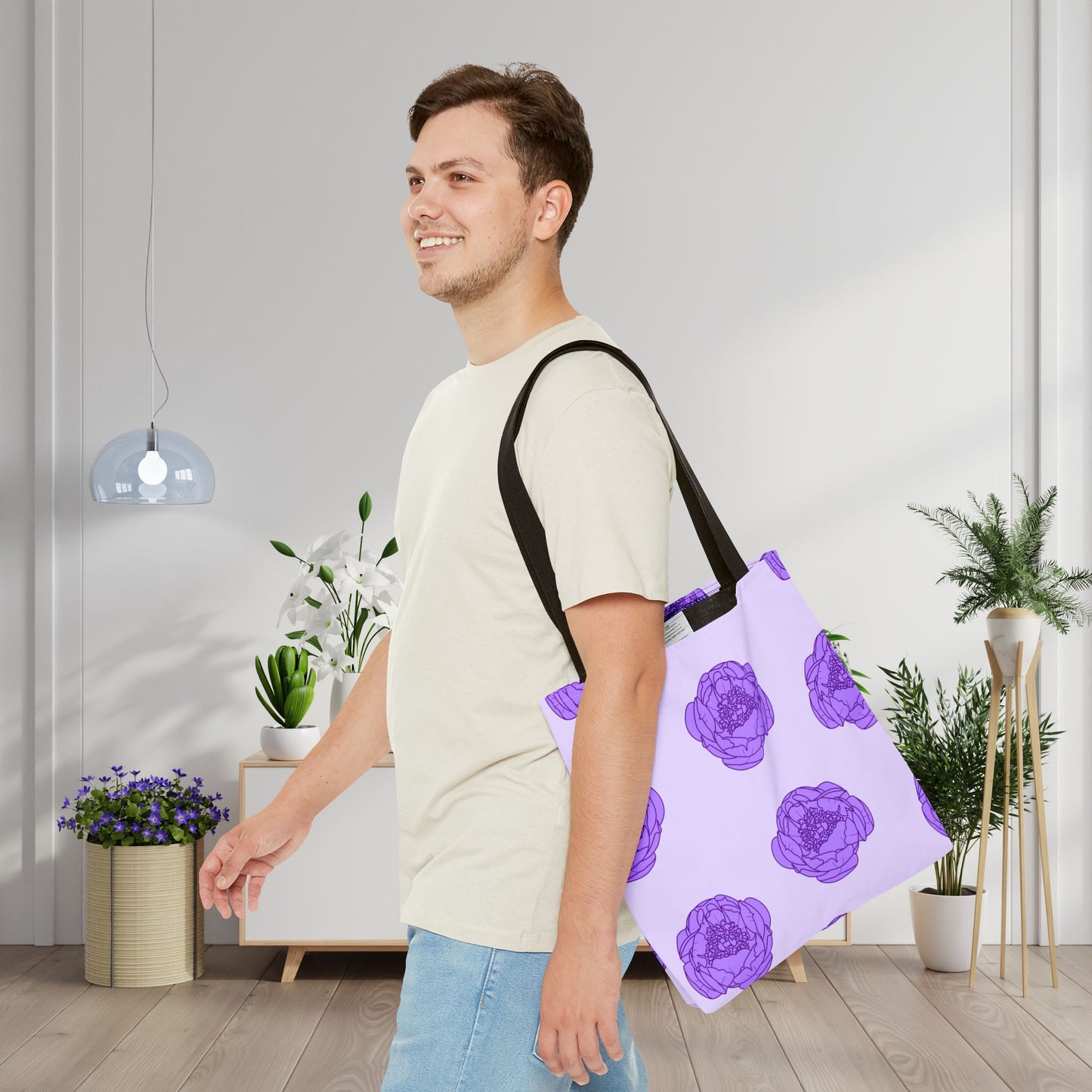 Lilac Mist Peonies Canvas Tote Bag