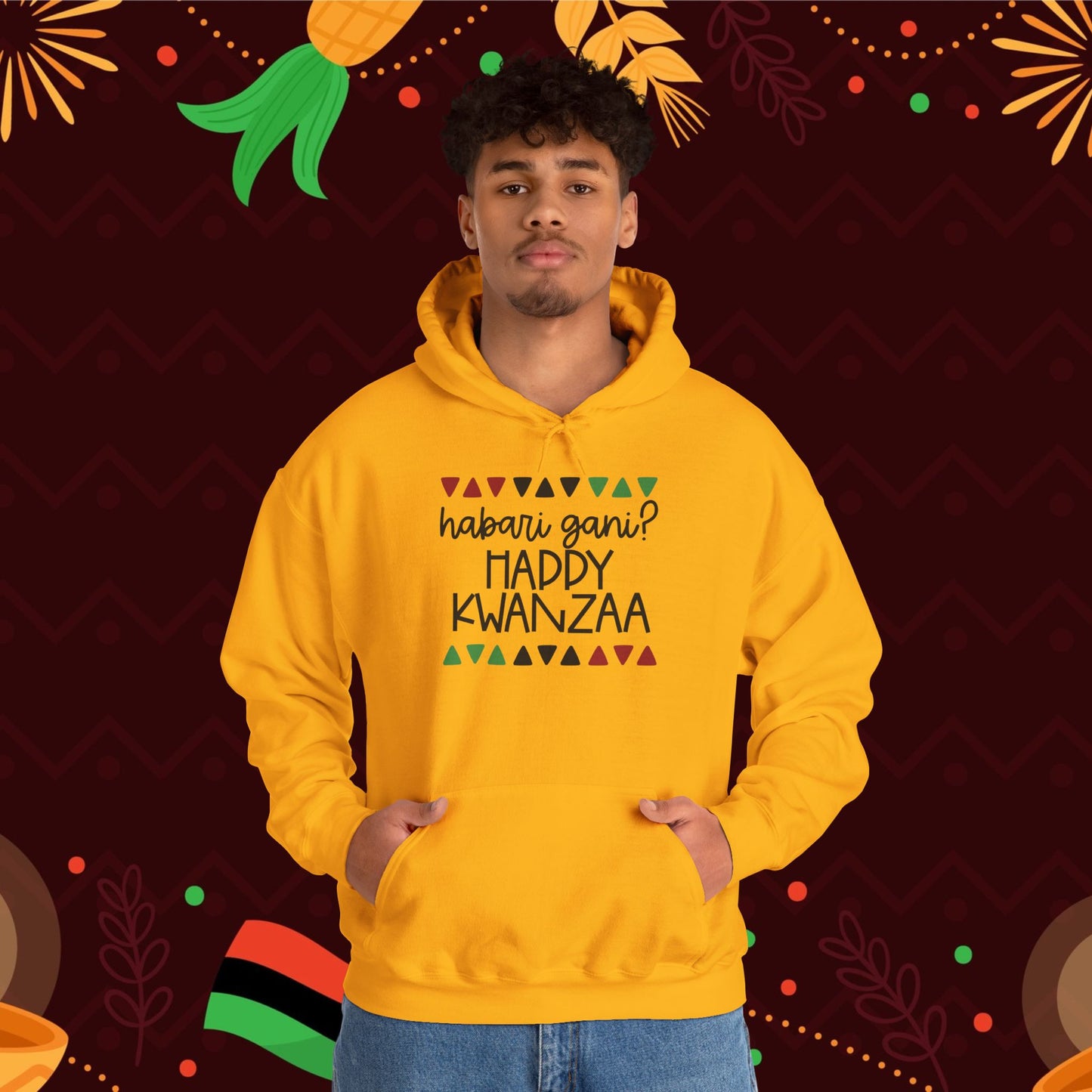 Habari Gani? Happy Kwanzaa Adult Heavy Blend™ Hooded Sweatshirt