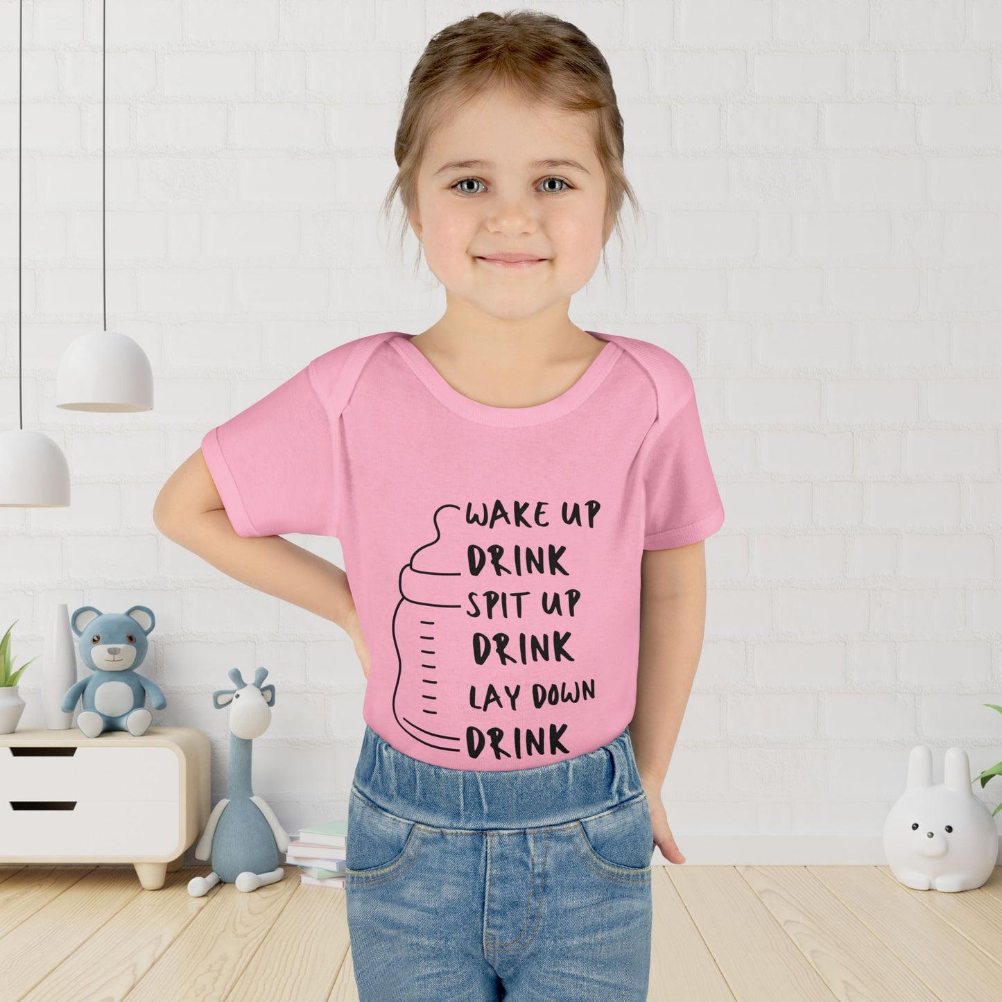 Wake Up Spit Up Lay Down Drink Infant Baby Rib Bodysuit