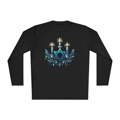Star & Flame Hanukkah Adult Long Sleeve Tee
