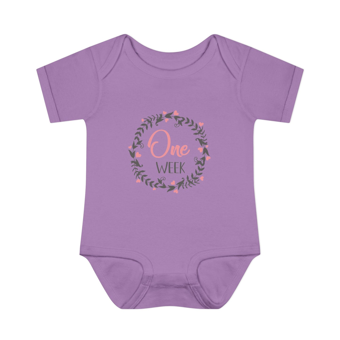 Pink Milestone Wreath Onesie-One Week